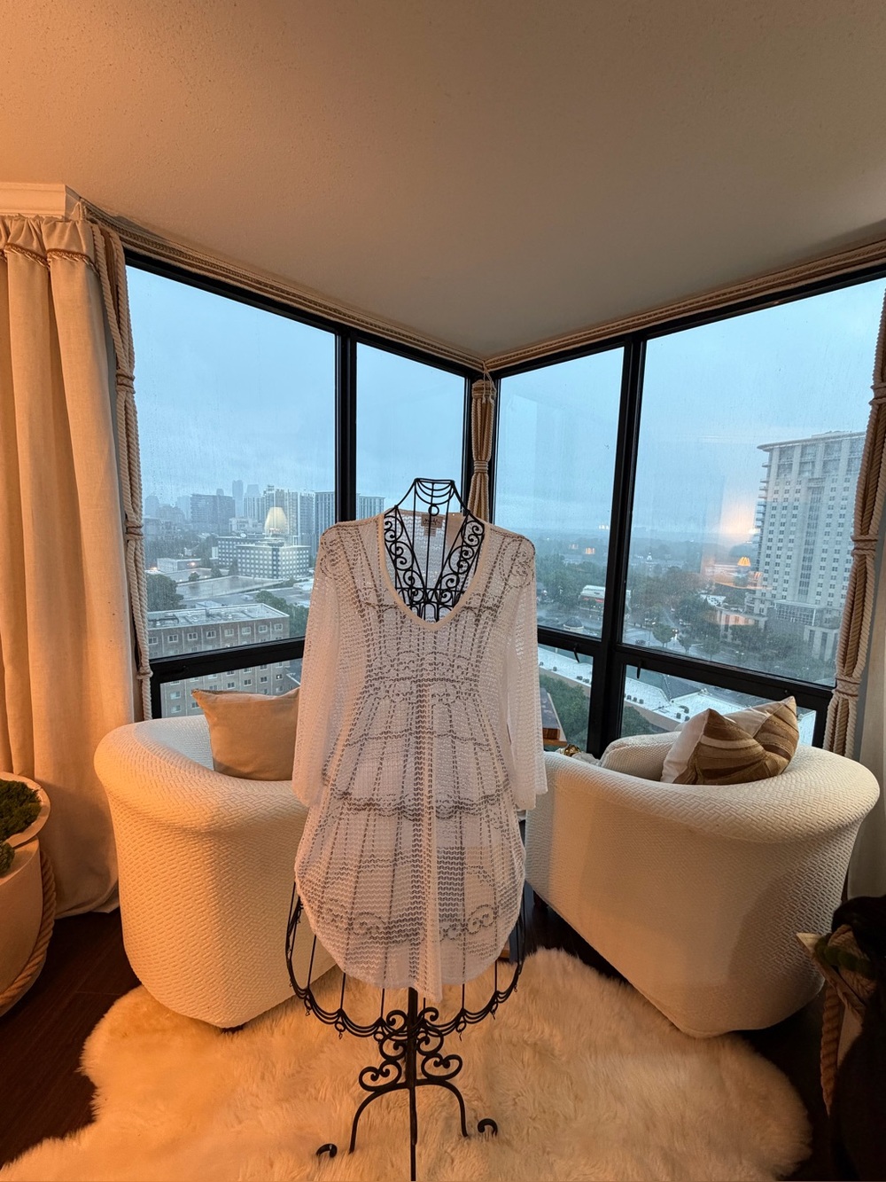 White Crochet Tiered Bathing Suit cover up